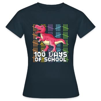 Roar School 100th Day Dinosaur 100 jours d’école - T-shirt Femme - marine - Devant - AI Model Female 172 dark (172cm)