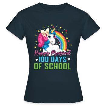 100e jour licorne joyeux magique 100 jour d’école - T-shirt Femme - marine - Devant - AI Model Female 172 dark (172cm)
