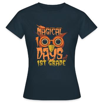 1ère Année Hibou 100e Jour Magique 100 Jours D’École - T-shirt Femme - marine - Devant - AI Model Female 172 dark (172cm)