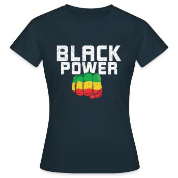 Black Powerful Fist Pride Black History Month - Women's T-Shirt - navy - Front - AI Model Female 172 dark (172cm)