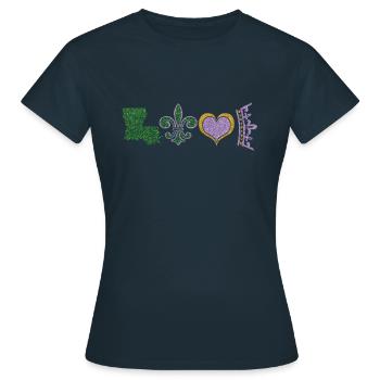 Party Festival Parade Beads Love Mardi Gras - Frauen T-Shirt - Navy - Vorne - AI Model Female 172 dark (172cm)