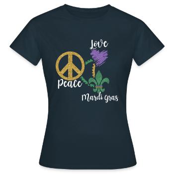 Festival Parade Beads Love Peace Mardi Gras - Frauen T-Shirt - Navy - Vorne - AI Model Female 172 dark (172cm)