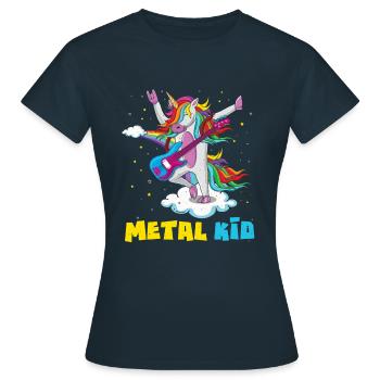 Guitar Unicorn Rainbow Metal Kid Music Rock Sign - Frauen T-Shirt - Navy - Vorne - AI Model Female 172 dark (172cm)