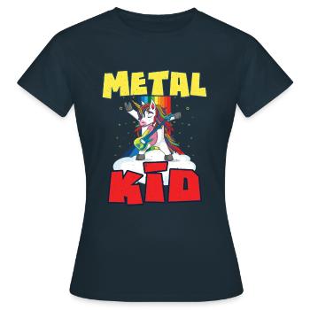 Rock Sign Guitar Unicorn Rainbow Metal Kid Music - Frauen T-Shirt - Navy - Vorne - AI Model Female 172 dark (172cm)