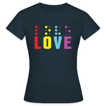 Love Braille Alphabet Braille Language Retro - Frauen T-Shirt - Navy - Vorne - AI Model Female 172 dark (172cm)