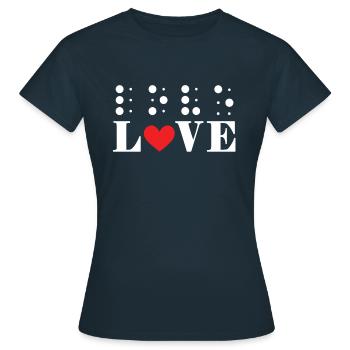 Liebe Braille Alphabet Braille Sprache Herz - Frauen T-Shirt - Navy - Vorne - AI Model Female 172 dark (172cm)