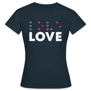 Heart Love Braille Alphabet Braille Sprache - Frauen T-Shirt - Navy - Vorne - AI Model Female 172 dark (172cm)