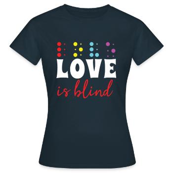 Retro Braille Alphabet Sprache Braille Liebe - Frauen T-Shirt - Navy - Vorne - AI Model Female 172 dark (172cm)
