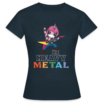 Rocker Licorne Guitare Metal Musique Heavy - T-shirt Femme - marine - Devant - AI Model Female 172 dark (172cm)
