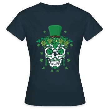 Dia de Los Muertos St Patty’s Day Fleur irlandaise - T-shirt Femme - marine - Devant - AI Model Female 172 dark (172cm)