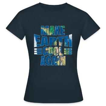 Make Earth Cool Save Nature Oceans Day Earth Day - Frauen T-Shirt - Navy - Vorne - AI Model Female 172 dark (172cm)