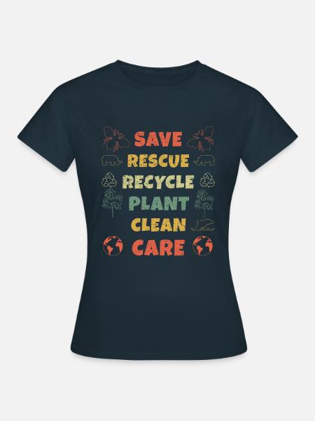 Retro Bee Save Nature Oceans Day Tag der Erde - Frauen T-Shirt - Navy