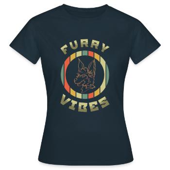 Stolzer pelziger Schwanz Ohr pelzige Vibes Retro Cosplay - Frauen T-Shirt - Navy - Vorne - AI Model Female 172 dark (172cm)