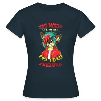 Fursona Stolzer pelziger Schwanz Ohr pelzige Person Cosplay - Frauen T-Shirt - Navy - Vorne - AI Model Female 172 dark (172cm)