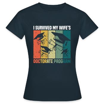 Retro-Doktoranden-PhD-Absolventen - Frauen T-Shirt - Navy - Vorne - AI Model Female 172 dark (172cm)