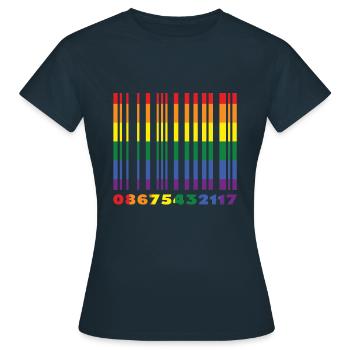 Bar Code Gay LGBTQ Rainbow LGBT Pride Month - Women's T-Shirt - navy - Front - AI Model Female 172 dark (172cm)