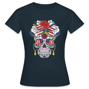 4. Juli Dia de Muertos 4. Juli Unabhängigkeit - Frauen T-Shirt - Navy - Vorne - AI Model Female 172 dark (172cm)