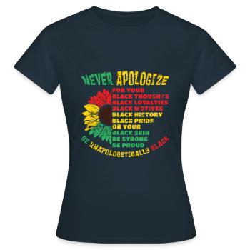 Histoire des Noirs Juneteenth - T-shirt Femme - marine - Devant - AI Model Female 172 dark (172cm)
