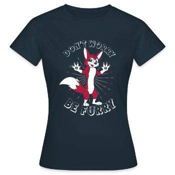 Keine Sorge Sei Pelziger Schwanz Ohr Pelzige Person Cosplay - Frauen T-Shirt - Navy - Vorne - AI Model Female 172 dark (172cm)