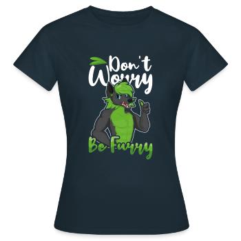 Ehrfürchtiger Fuchs Stolzes pelziges Schwanzohr pelzige Person sein - Frauen T-Shirt - Navy - Vorne - AI Model Female 172 dark (172cm)