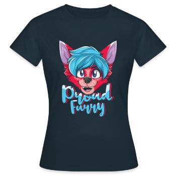 Stolzer pelziger Schwanz Ohr pelzige Person Cosplay cool - Frauen T-Shirt - Navy - Vorne - AI Model Female 172 dark (172cm)