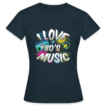 Musik 80er Jahre Karneval 80er Jahre Retro Party Jahr 1980 - Frauen T-Shirt - Navy - Vorne - AI Model Female 172 dark (172cm)