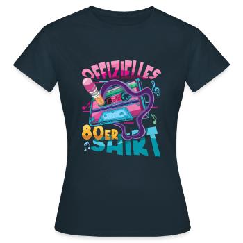 Offizielles 80er Kostüm Alaaf Helau Rosenmontag - Frauen T-Shirt - Navy - Vorne - AI Model Female 172 dark (172cm)