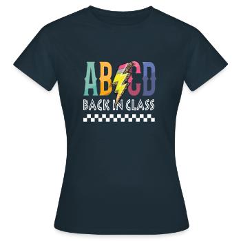 Inscription ABCD Retour en classe Premier jour d’école - T-shirt Femme - marine - Devant - AI Model Female 172 dark (172cm)