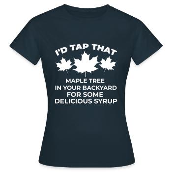 I Tap That Maple Tree Maple Tree Maple Leaf - Women's T-Shirt - navy - Front - AI Model Female 172 dark (172cm)
