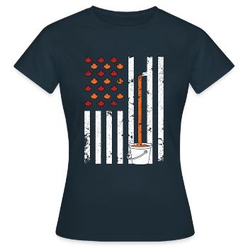 Maple Tapping Flag Maple Tree Maple Leaf - Women's T-Shirt - navy - Front - AI Model Female 172 dark (172cm)