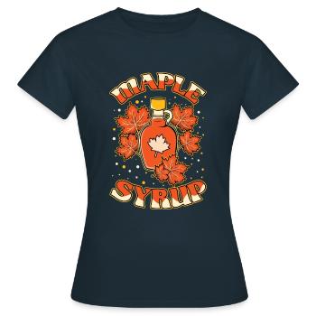 Ahornsirup Klopfen Ahornbaum Ahornblatt - Frauen T-Shirt - Navy - Vorne - AI Model Female 172 dark (172cm)