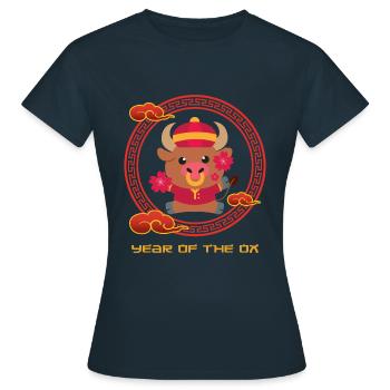 Year Of Ox Cute Chinese Kawaii Chinese New Year - Women's T-Shirt - navy - Front - AI Model Female 172 dark (172cm)