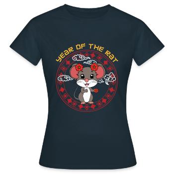 Year Of Rat Cute Chinese Kawaii Chinese New Year - Women's T-Shirt - navy - Front - AI Model Female 172 dark (172cm)