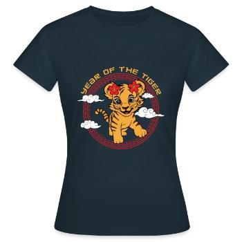 Year Of Tiger Cute Chinese Kawaii Chinese New Year - Women's T-Shirt - navy - Front - AI Model Female 172 dark (172cm)