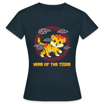 Tigre mignon Chinois Kawaii Nouvel An chinois - T-shirt Femme - marine - Devant - AI Model Female 172 dark (172cm)