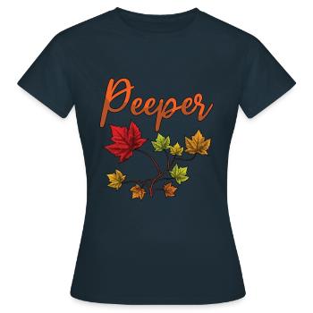 Peeper Laub Blatt Peeping - Frauen T-Shirt - Navy - Vorne - AI Model Female 172 dark (172cm)