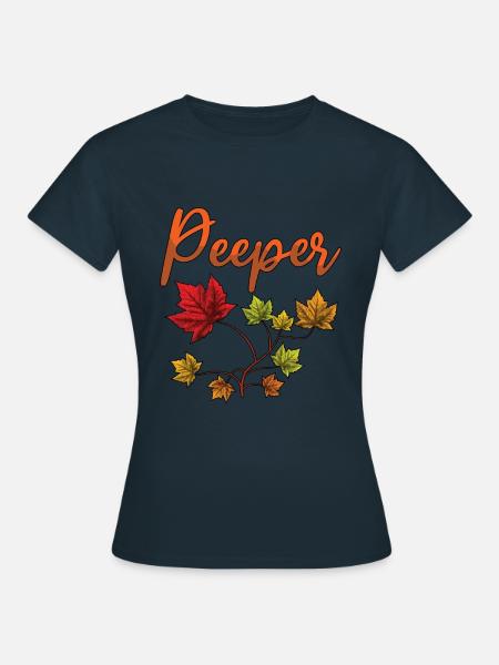 Peeper Laub Blatt Peeping - Frauen T-Shirt - Navy