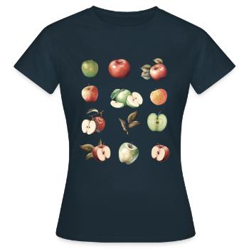Verschiedene Apfelsorten - Frauen T-Shirt - Navy - Vorne - AI Model Female 172 dark (172cm)