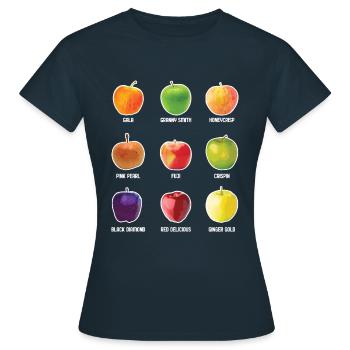 Variétés de pommes Différentes pommes Fruits Pomme - T-shirt Femme - marine - Devant - AI Model Female 172 dark (172cm)