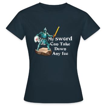 Mon épée peut abattre n’importe quel ennemi de la joute Ren Faire - T-shirt Femme - marine - Devant - AI Model Female 172 dark (172cm)