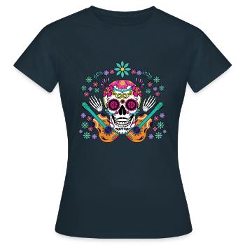 Mexicaine Fête Muertos Halloween Jour Des Morts - T-shirt Femme - marine - Devant - AI Model Female 172 dark (172cm)