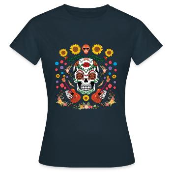 Fête mexicaine Muertos Jour Des Morts Halloween - T-shirt Femme - marine - Devant - AI Model Female 172 dark (172cm)