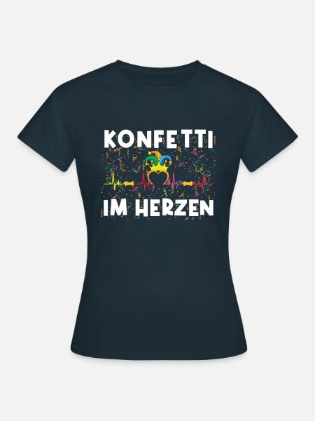 Fasching Konfetti Im Herzen - Frauen T-Shirt - Navy