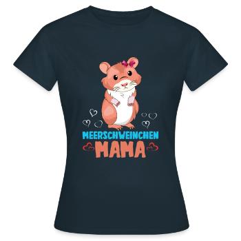 cochon d’Inde maman amour sincère illustration - T-shirt Femme - marine - Devant - AI Model Female 172 dark (172cm)