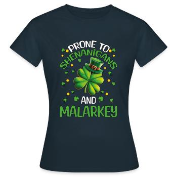 St Patrick's Day Shenanigans Malarkey Shamrock - Women's T-Shirt - navy - Front - AI Model Female 172 dark (172cm)