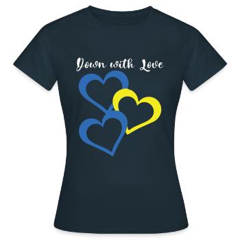 Down With Love Down Syndrome Hearts - Women's T-Shirt - navy - Front - AI Model Female 172 dark (172cm)