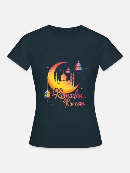 Ramadan Kareem Eid Mubarak Solemn Moonlight - Women's T-Shirt - navy