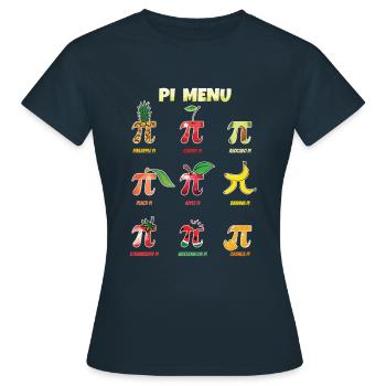 Pi Menü Vielfalt Für Pi Tag Feiern - Frauen T-Shirt - Navy - Vorne - AI Model Female 172 dark (172cm)