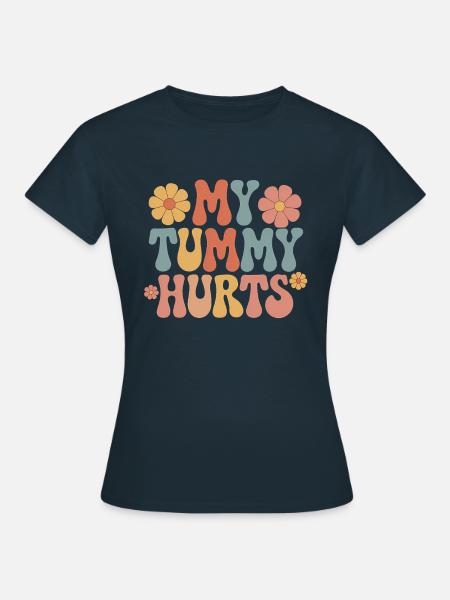Bauchweh Lustiges Blümchen Design - Frauen T-Shirt - Navy