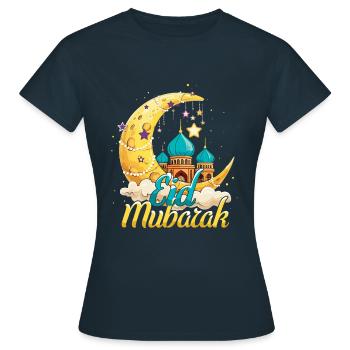 Eid Mubarak Festliche Mondlandschaft - Frauen T-Shirt - Navy - Vorne - AI Model Female 172 dark (172cm)